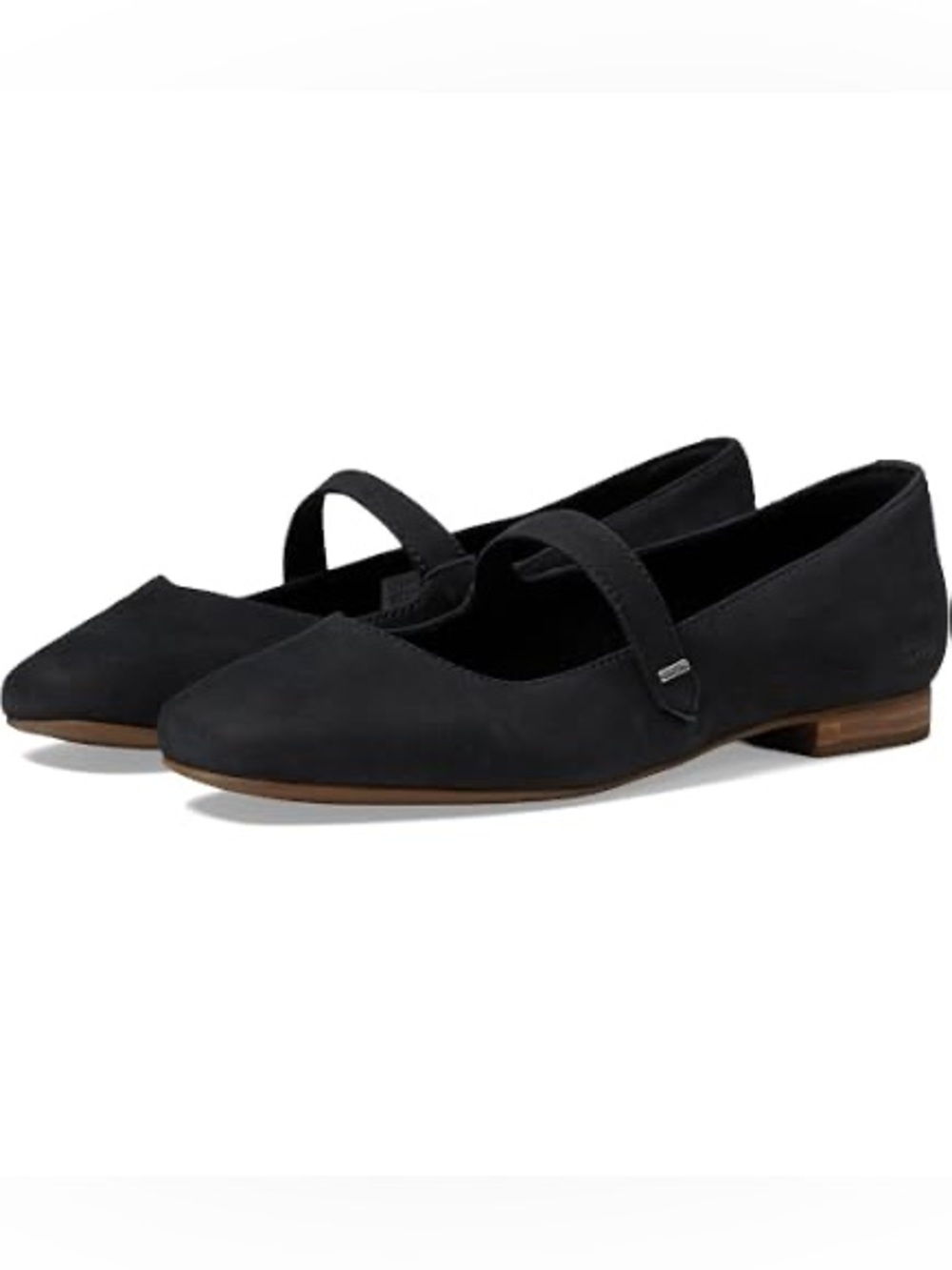 TOMS Bianca Black Leather Mary Jane Flats Size 8